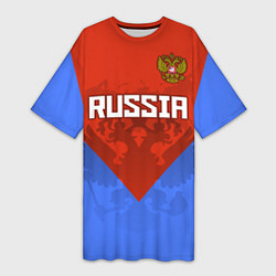 Женская длинная футболка Russia Red & Blue