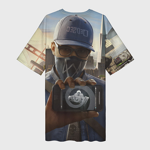 Женская длинная футболка Watch Dogs Man / 3D-принт – фото 2