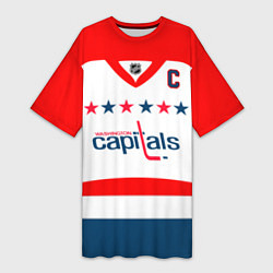 Футболка женская длинная Washington Capitals: Ovechkin White, цвет: 3D-принт