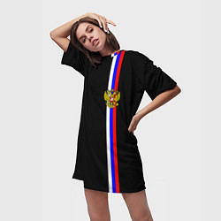 Футболка женская длинная Лента с гербом России, цвет: 3D-принт — фото 2
