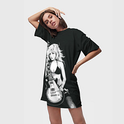 Футболка женская длинная Рокерская душа, цвет: 3D-принт — фото 2