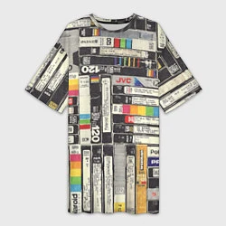 Женская длинная футболка VHS-кассеты