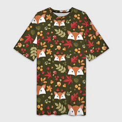 Женская длинная футболка Осенние лисички