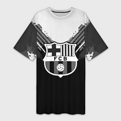Женская длинная футболка FC Barcelona: Black Style
