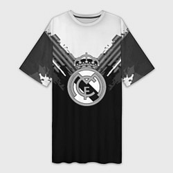 Футболка женская длинная FC Real Madrid: Black Style, цвет: 3D-принт