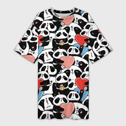 Женская длинная футболка Funny Pandas