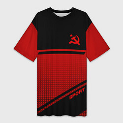 Футболка женская длинная USSR: Black Sport, цвет: 3D-принт