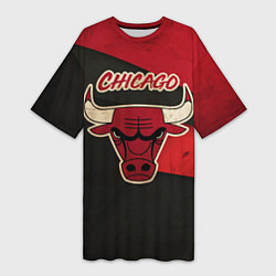 Футболка женская длинная Chicago Bulls: Old Style, цвет: 3D-принт