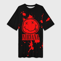 Футболка женская длинная Nirvana: Blooded Smile, цвет: 3D-принт