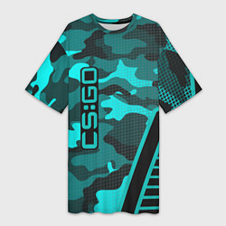 Женская длинная футболка CS:GO Blue Camo