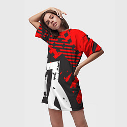 Футболка женская длинная Grunge Art, цвет: 3D-принт — фото 2