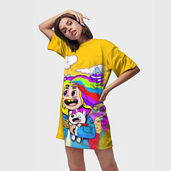 Футболка женская длинная 69 Rainbow, цвет: 3D-принт — фото 2