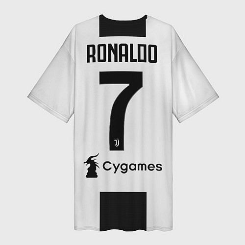 Женская длинная футболка FC Juventus: Ronaldo Home 18-19 / 3D-принт – фото 2