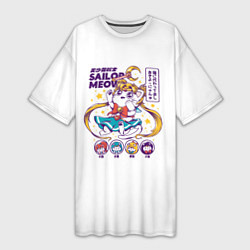 Женская длинная футболка Sailor Meow
