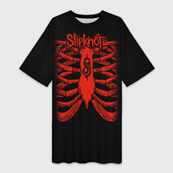 Женская длинная футболка Slipknot Skeleton