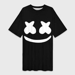 Женская длинная футболка Marshmello: Black Face