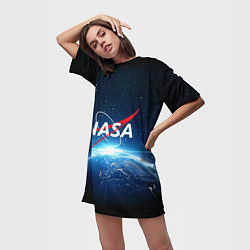 Футболка женская длинная NASA: Sunrise Earth, цвет: 3D-принт — фото 2
