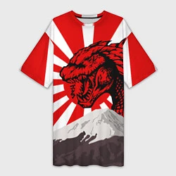 Женская длинная футболка Japanese Godzilla