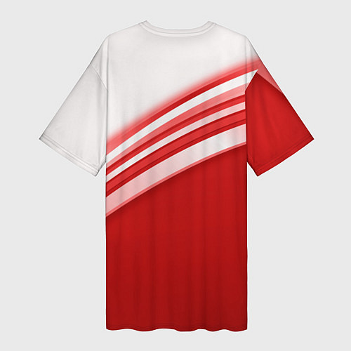 Женская длинная футболка Россия: красная волна / 3D-принт – фото 2