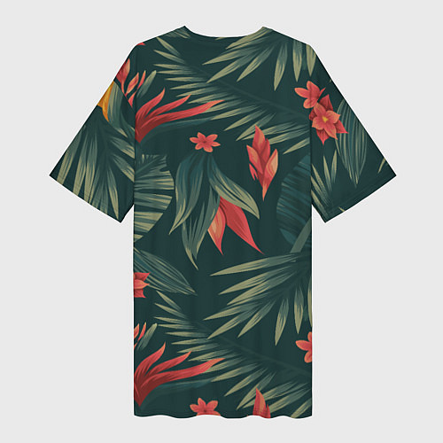 Женская длинная футболка Зеленые тропики / 3D-принт – фото 2
