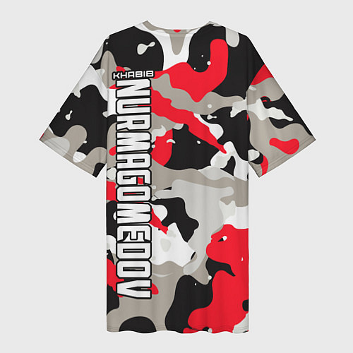 Женская длинная футболка Khabib Nurmagomedov: Red Camo / 3D-принт – фото 2