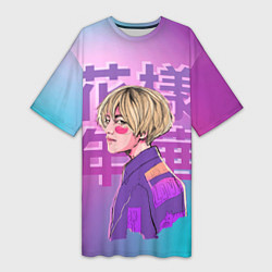 Футболка женская длинная Taehyung BTS, цвет: 3D-принт