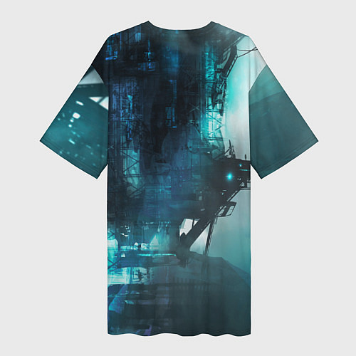 Женская длинная футболка Cyberpunk 2077: Techno / 3D-принт – фото 2