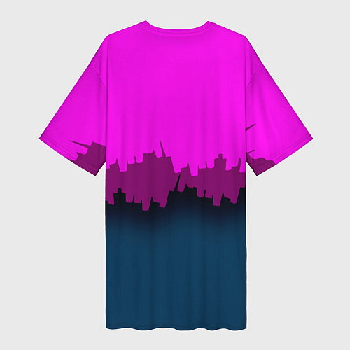 Женская длинная футболка BSG: Neon City / 3D-принт – фото 2