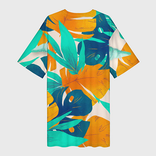Женская длинная футболка Лазурные тропики / 3D-принт – фото 2