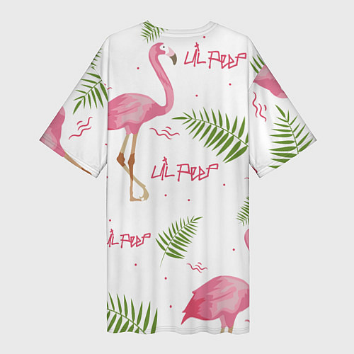 Женская длинная футболка Lil Peep: Pink Flamingo / 3D-принт – фото 2
