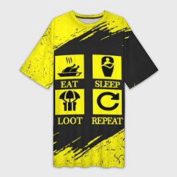 Женская длинная футболка PUBG: Eat, Sleep, Loot, Repeat