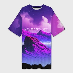 Женская длинная футболка No Man's Sky: Neon Mountains