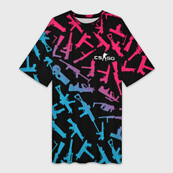 Женская длинная футболка CS:GO Neon Weapons