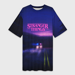 Женская длинная футболка Stranger Things: Neon Road