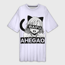 Женская длинная футболка Ahegao Waifu