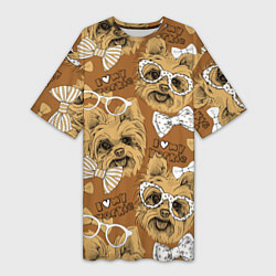 Женская длинная футболка I love my Yorkie