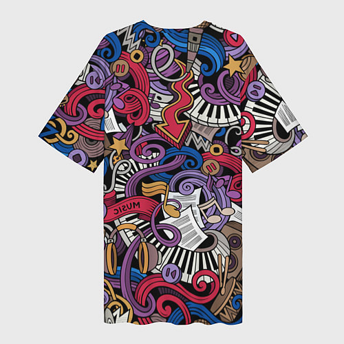 Женская длинная футболка Music collage / 3D-принт – фото 2