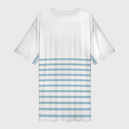 Женская длинная футболка Белый бегемот моряк / 3D-принт – фото 2