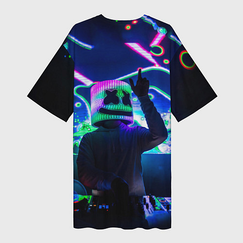 Женская длинная футболка Marshmello: Neon DJ / 3D-принт – фото 2