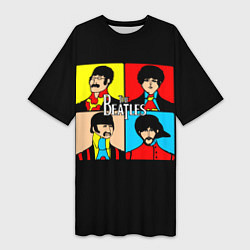 Футболка женская длинная The Beatles: Pop Art, цвет: 3D-принт