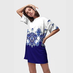 Футболка женская длинная Растительный орнамент, цвет: 3D-принт — фото 2