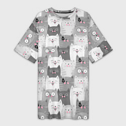 Женская длинная футболка Эмоции котов