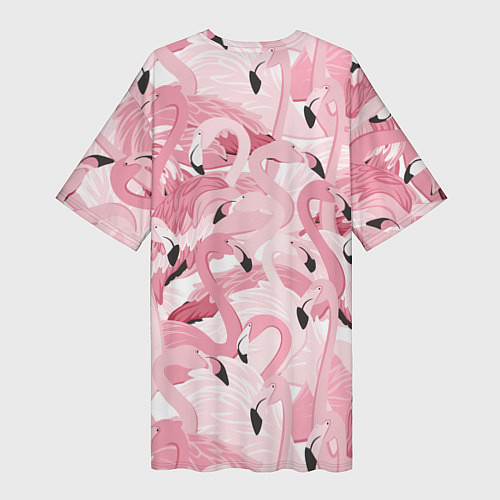 Женская длинная футболка Розовый фламинго / 3D-принт – фото 2