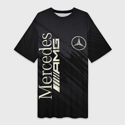Футболка женская длинная Mercedes AMG: Black Edition, цвет: 3D-принт