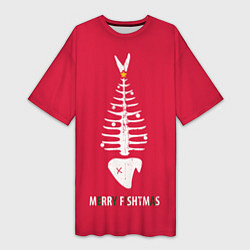Женская длинная футболка Merry Fishtmas
