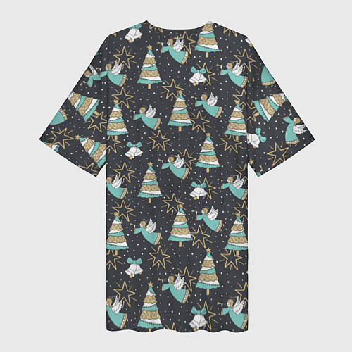 Женская длинная футболка Рождественские ангелы / 3D-принт – фото 2