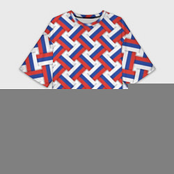 Женская длинная футболка Российский триколор плетёнка