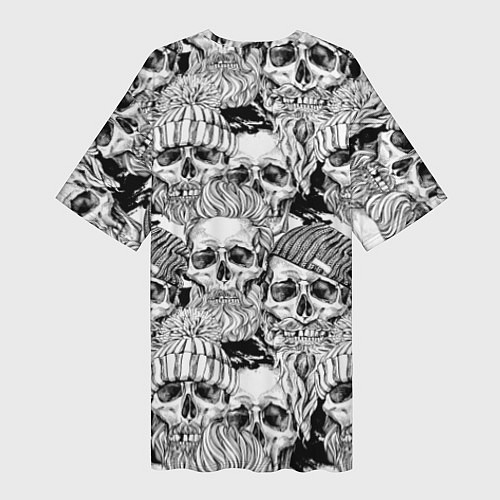 Женская длинная футболка Hipster skulls / 3D-принт – фото 2