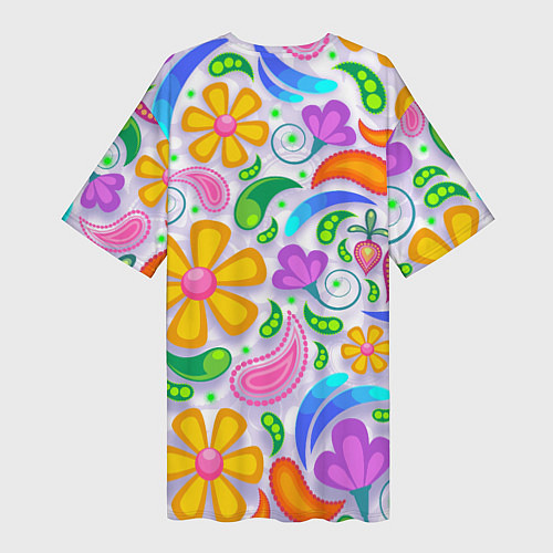 Женская длинная футболка Абстракция и цветы / 3D-принт – фото 2