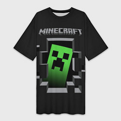 Женская длинная футболка Minecraft Creeper